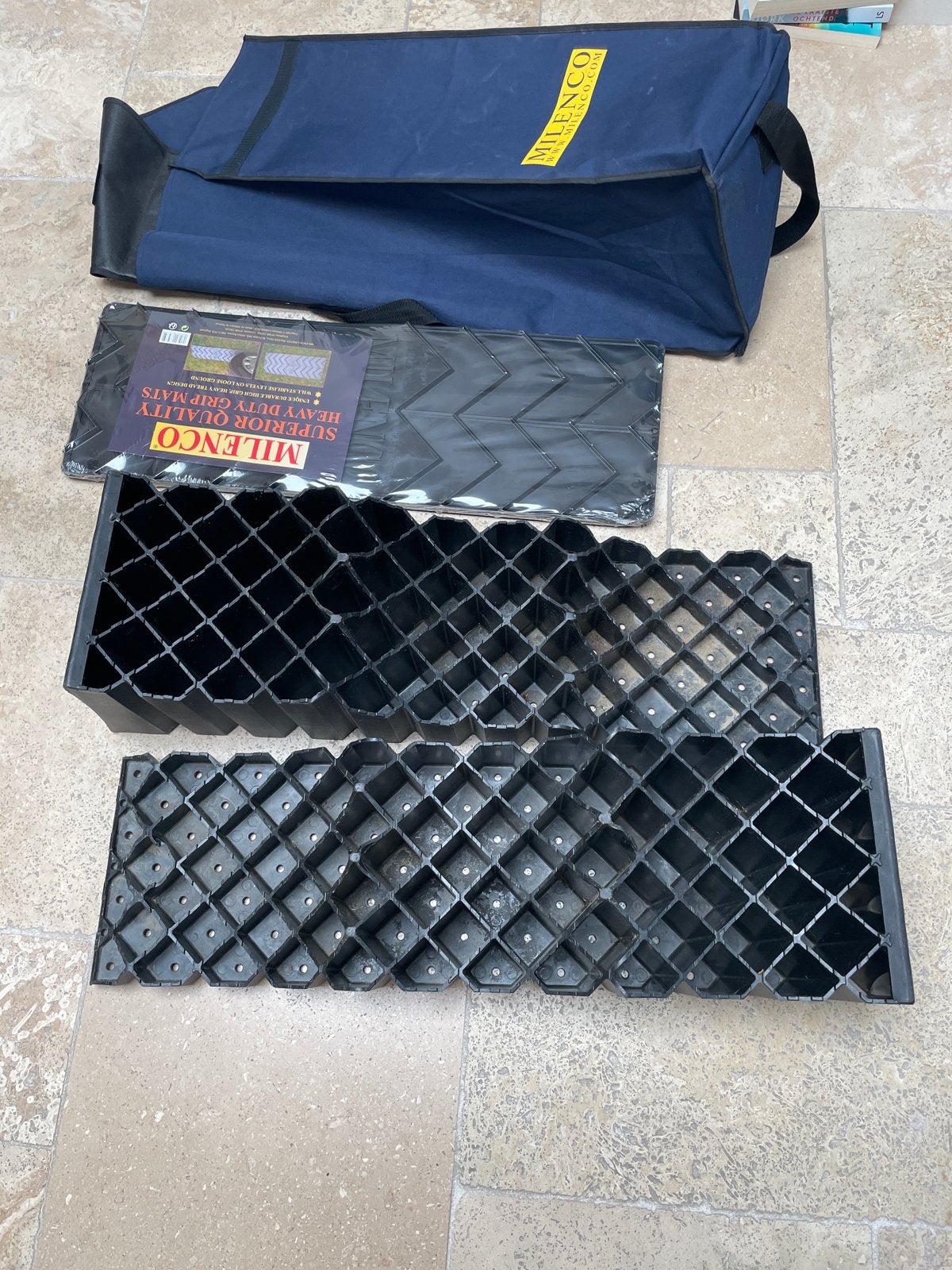 Milenco Trident 3 Oprijblokken met draagtas en gripmatten, Ophalen of Verzenden, Gebruikt