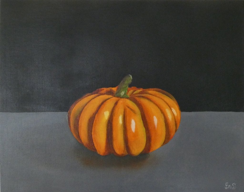 Pompoen Stilleven - Origineel Schilderij, Antiek en Kunst, Ophalen