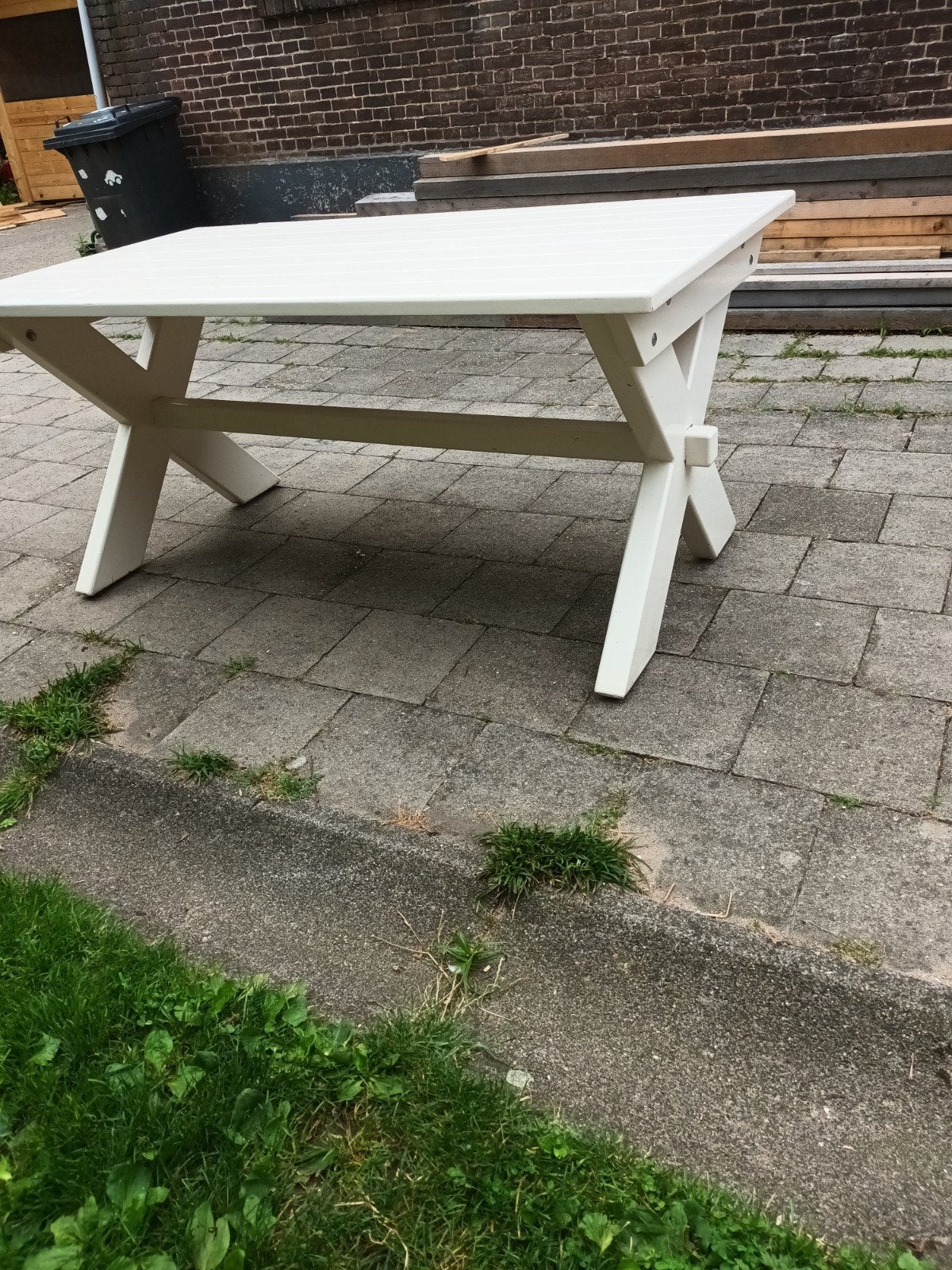 Hardhouten tafel LxBxH 165 x 90 x 75 cm. Handmade., Tuin en Terras, Picknicktafels, Ophalen, Rechthoekig, Hout