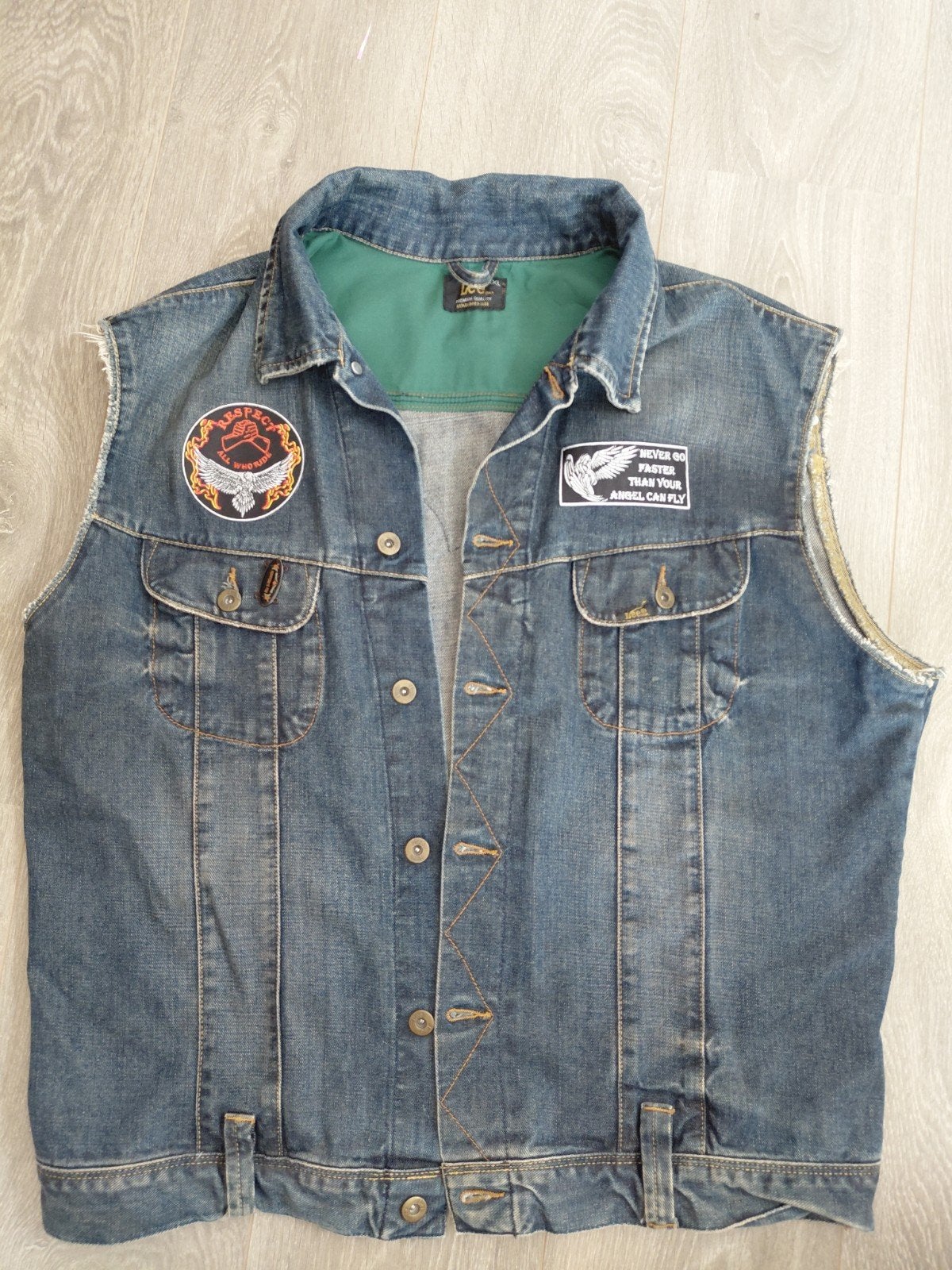Stoer denim biker/jeans gilet van Lee – maat XXL, Jas | textiel, Lee, Heren, Ophalen of Verzenden