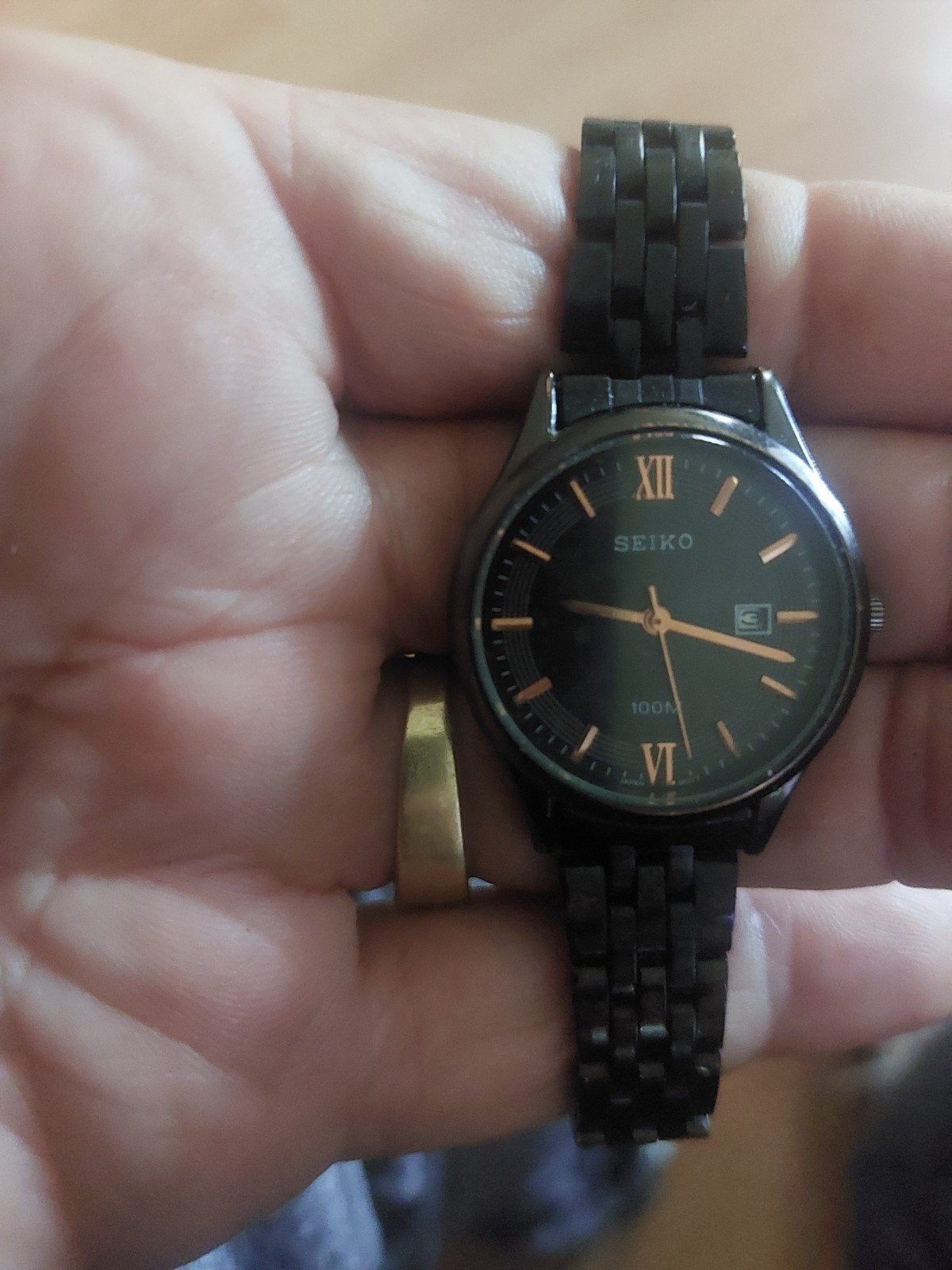 seiko dameshorloge zwart, Ophalen of Verzenden, Staal, Seiko, 1960 of later