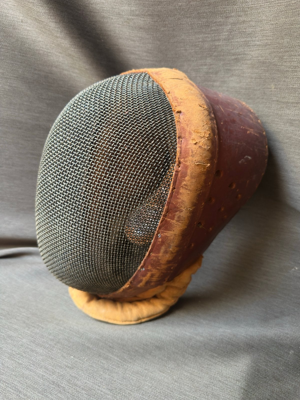 Antiek Schermmasker / Schermhelm Staal / Leer 1954, Antiek en Kunst, Ophalen of Verzenden