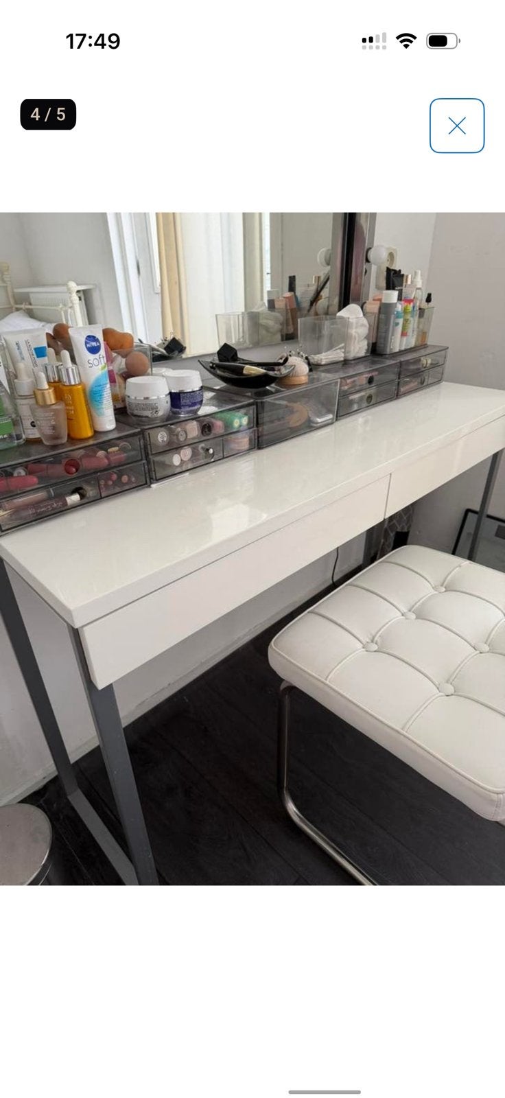 Make up tafel met stoel, 100 tot 150 cm, Ophalen of Verzenden, Zo goed als nieuw, 25 tot 50 cm