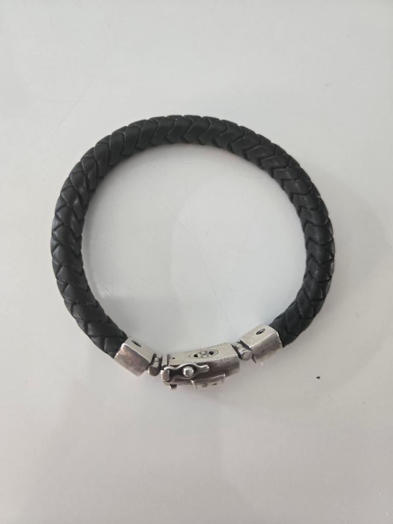 Buddha to Buddha armband Edwin Zwart Leer Zilver, Sieraden, Tassen en Uiterlijk, Armbanden, Ophalen of Verzenden, Gebruikt, Zwart