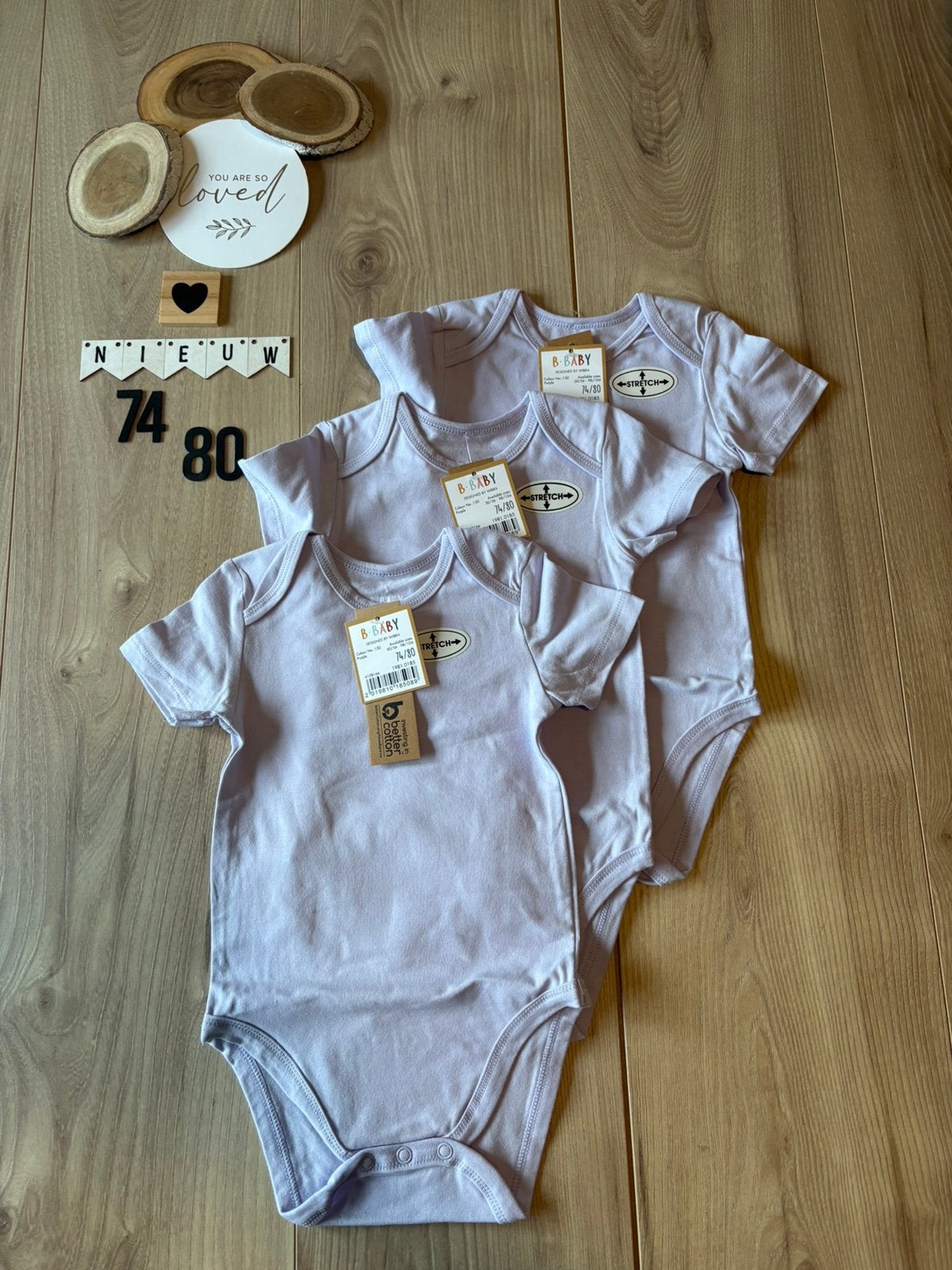 Baby meisje 3x lila rompers korte mouw wibra maat 74/80, Kinderen en Baby's, Ophalen of Verzenden, Nieuw, Meisje, Nacht- of Onderkleding