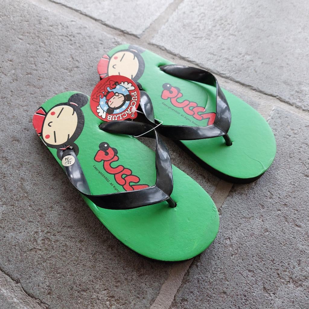 Slippers Pucca - Groen - Maat 33/34 - Nieuw, Ophalen of Verzenden, Nieuw, Jongen of Meisje, Overige typen