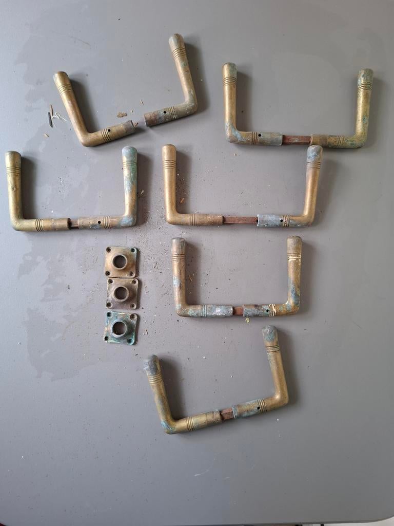 6 stuks deurkrukken koper deurkruk met 3 rozetten, Antiek en Kunst, Ophalen of Verzenden, Koper