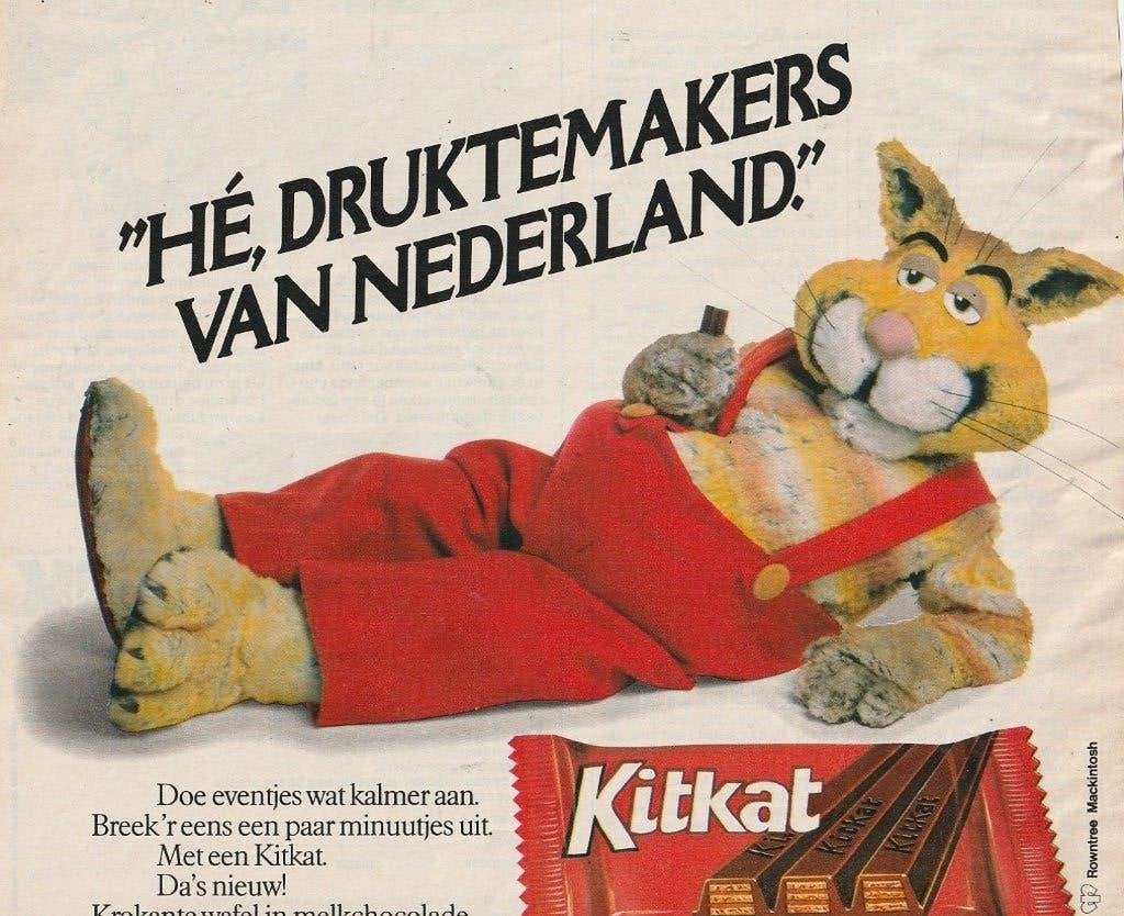 Retro reclame 1979 Kitkat chocolade voor druktemakers, Verzamelen, Verzenden, Overige typen