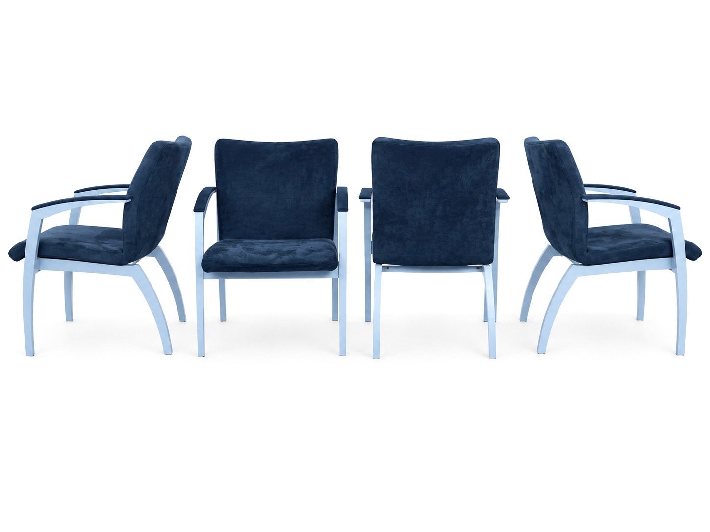 Set van 4 Leolux Caramilla eetkamerstoelen, Ophalen, Gebruikt, Blauw, Leolux