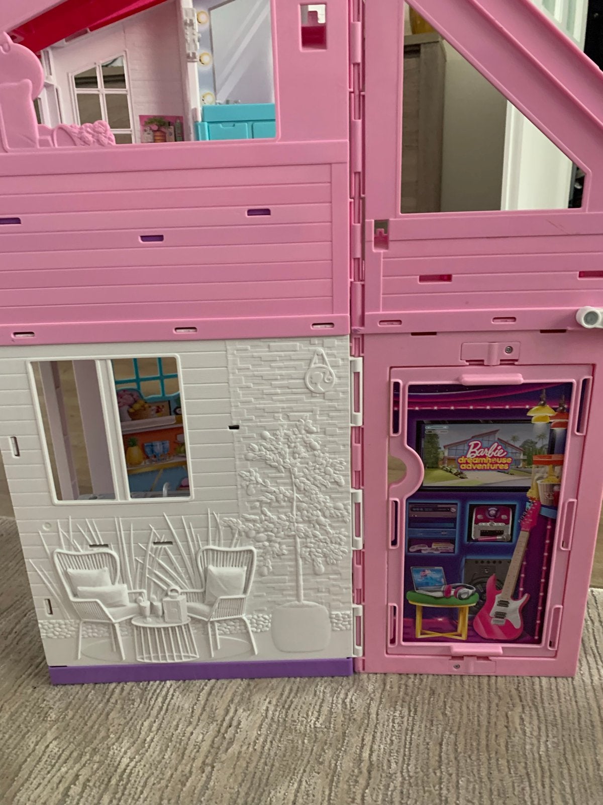 Barbie Droomhuis met auto, helikopter en poppen, Ophalen of Verzenden, Gebruikt, Poppenhuis