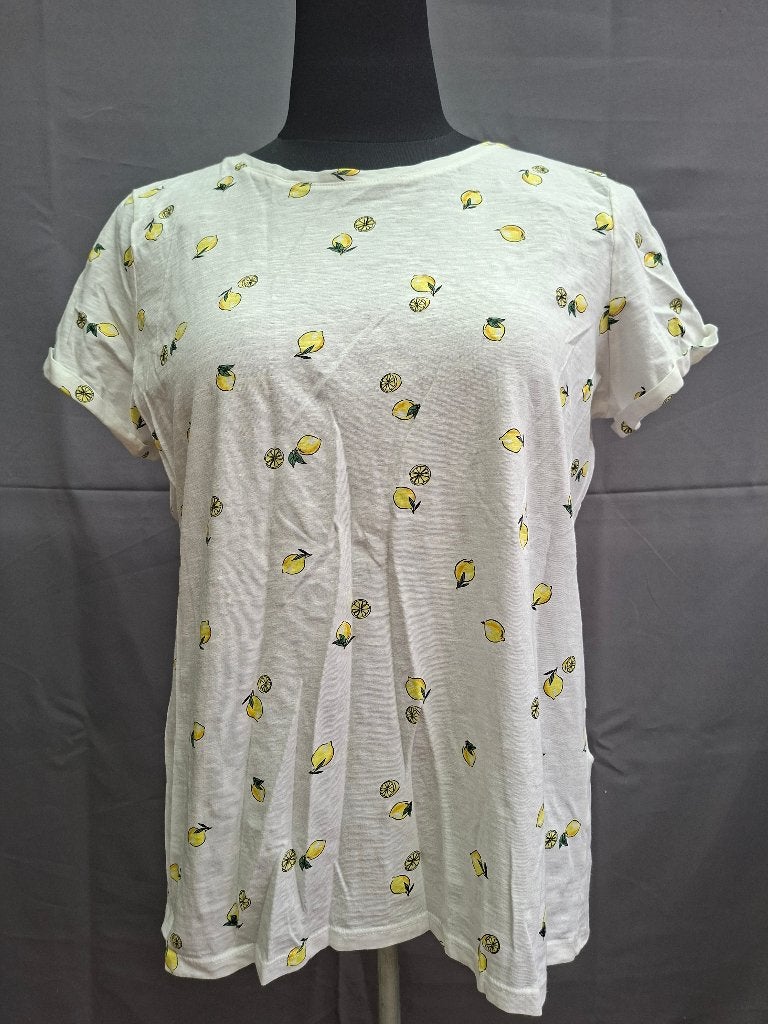 Yessica t-shirt wit citroenprint, Anneonline, Steenbergen, Shop@wesell4u.nl, Maat 46/48 (XL) of groter