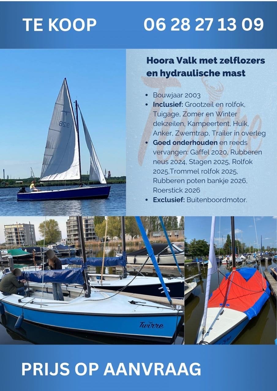 Hoora Polyvalk met hydraulische mast en zelflozers, Ophalen, Overige merken, Gebruikt, Open zeilboot