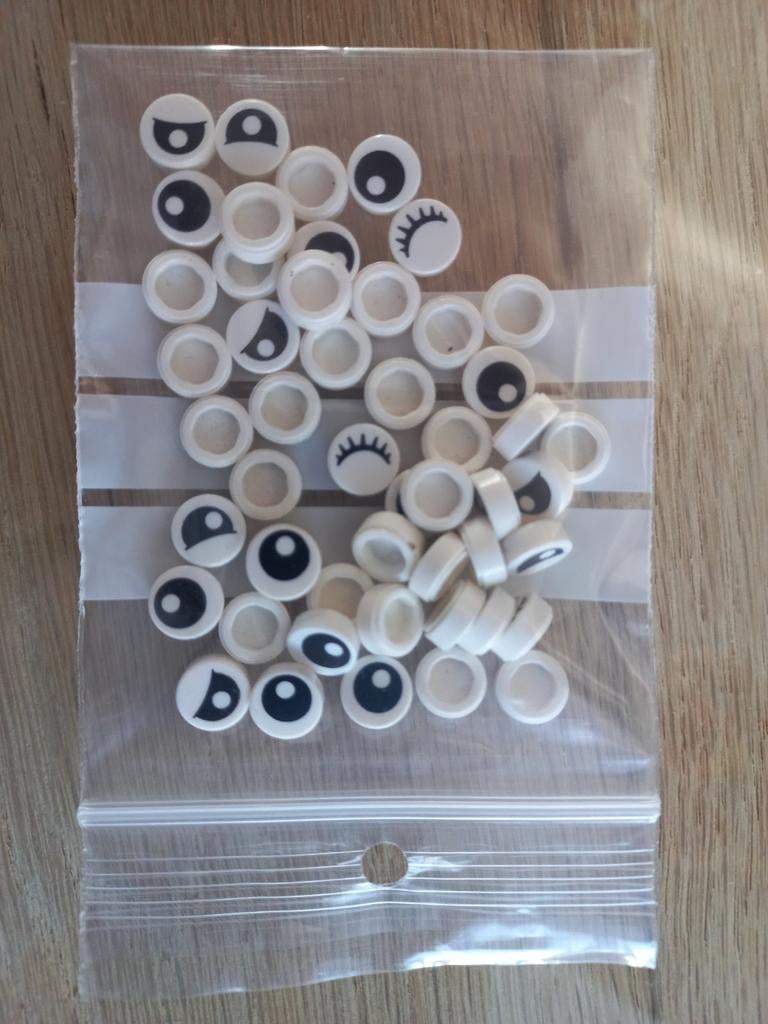 50x LEGO Dots Onderdelen, diverse ogen, kleur wit, bedrukt, Overige thema's, Lego, Ophalen of Verzenden, Zo goed als nieuw
