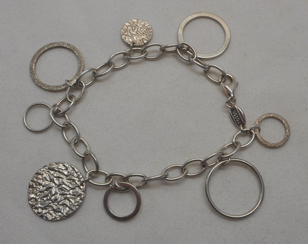 Zilveren Fossil armband met bedels nr.1277, Verzenden, Zo goed als nieuw, Met bedels of kralen, Zilver