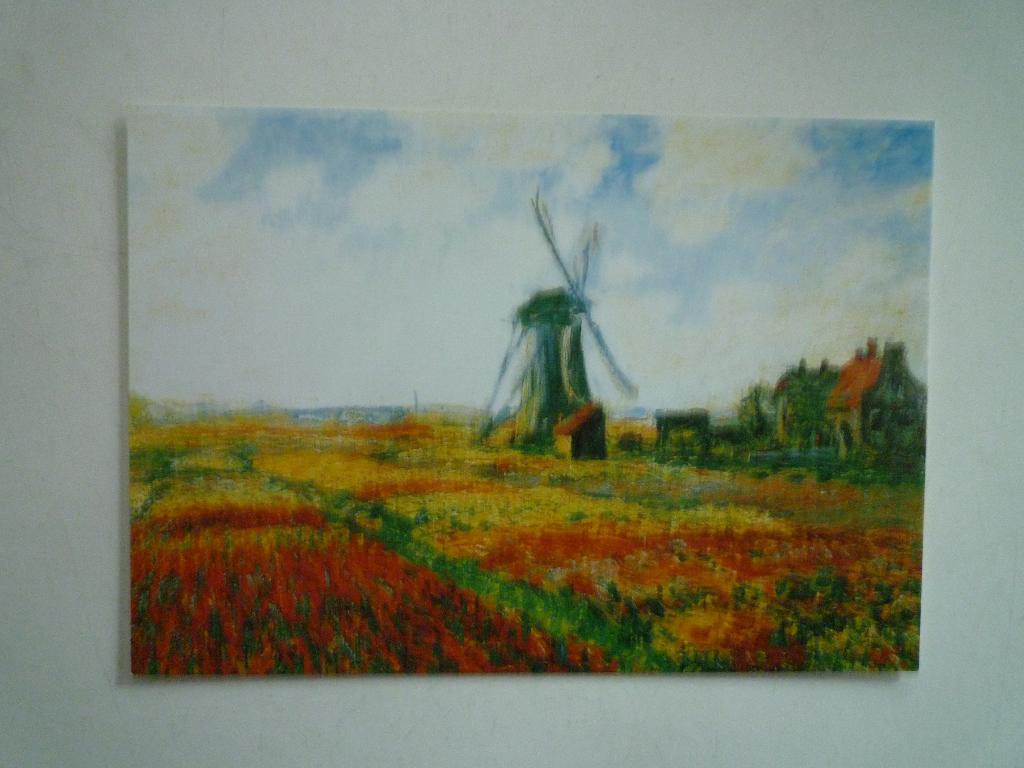 Kunstkaart Claude Monet Tulpenveld met molen in Holland, Ophalen of Verzenden, Voor 1920