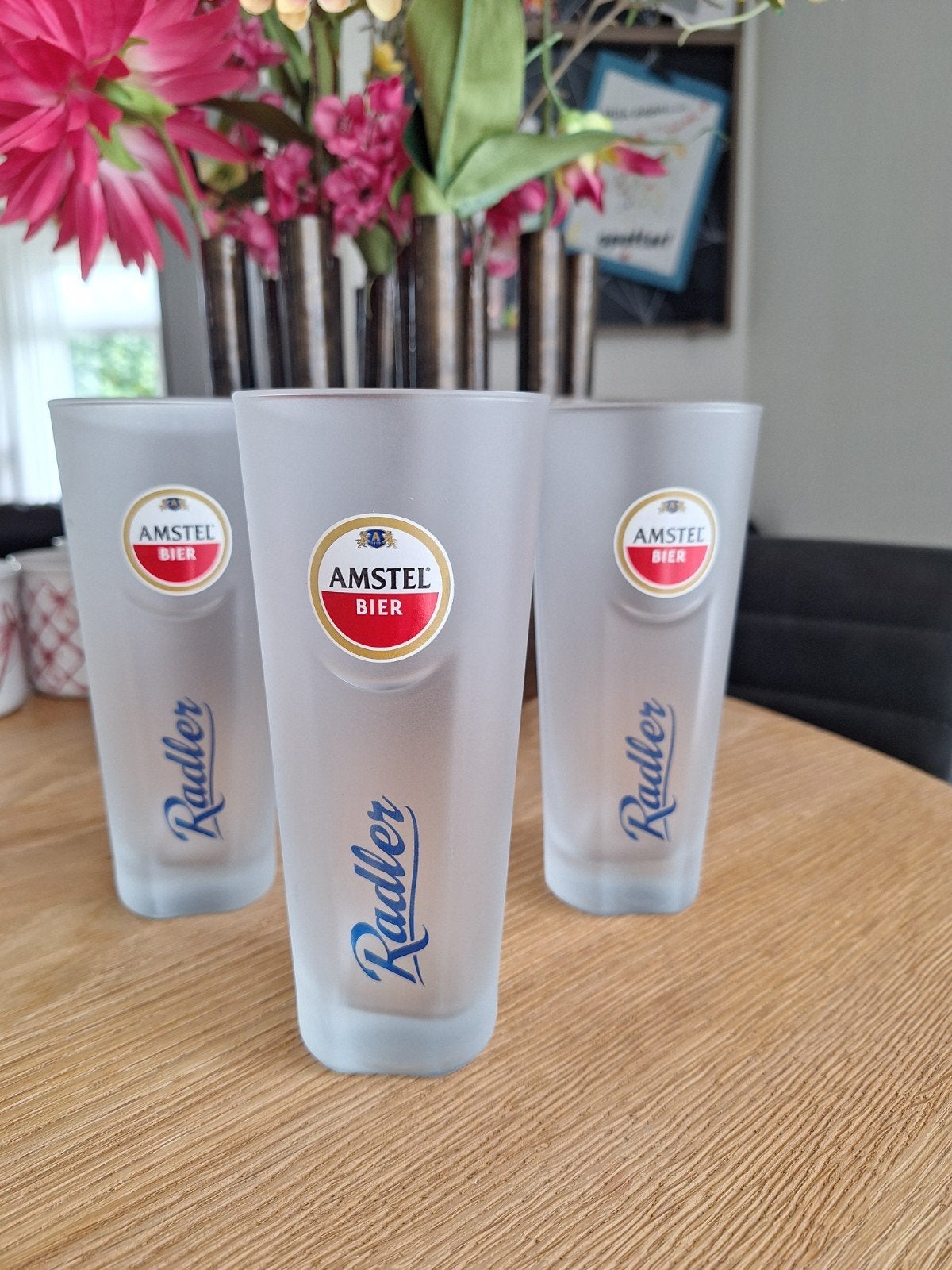 Set van 3 Amstel Radler bierglazen - 0.3L, Ophalen of Verzenden, Zo goed als nieuw, Wit, Overige merken