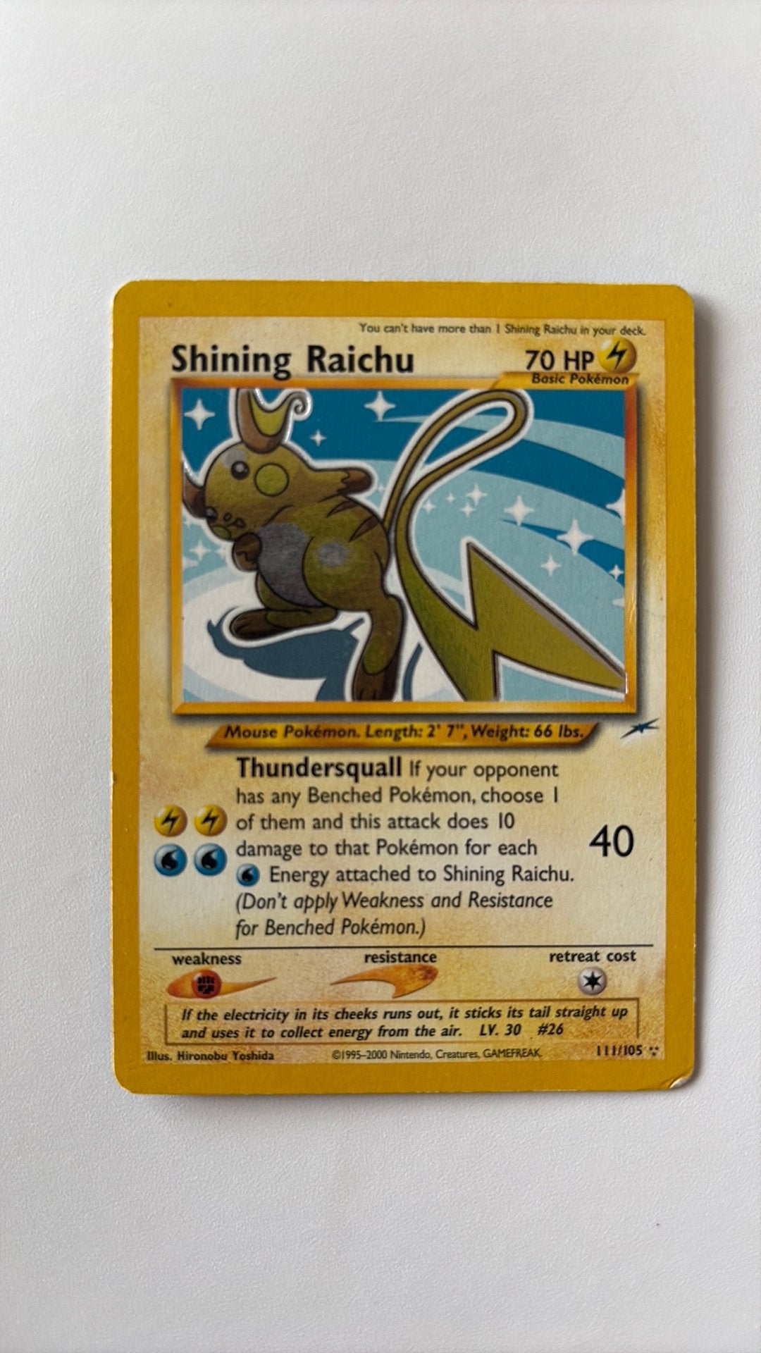 Pokémon shining Raichu 111/105, Ophalen of Verzenden, Zo goed als nieuw