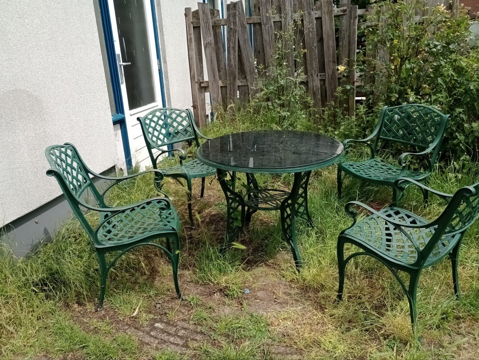 Geweldige Tuinset tafel  met 4 stoelen van staal., Ophalen, Gebruikt, Overige materialen
