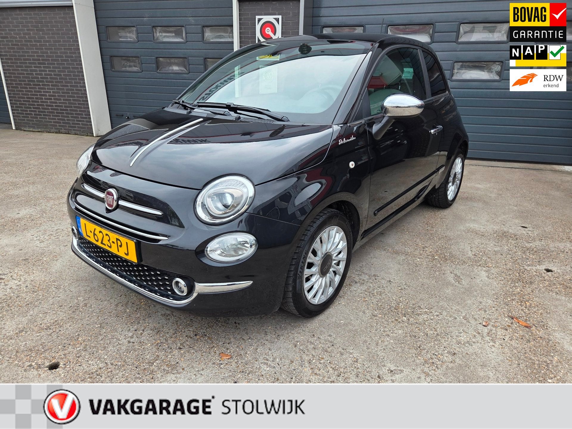 Fiat 500 1.0 Hybrid Dolcevita, Panorama dak, Weinig KM, Spor, Auto's, Fiat, Voorwielaandrijving, 4 stoelen, Leder en Stof, Zwart