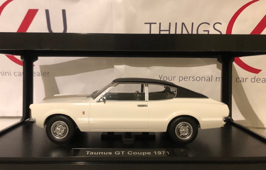 KK-Scale 1:18 Ford Taunus GT Coupe met Vinyldak 1971 wit, Ophalen of Verzenden, Nieuw, Auto, Overige merken