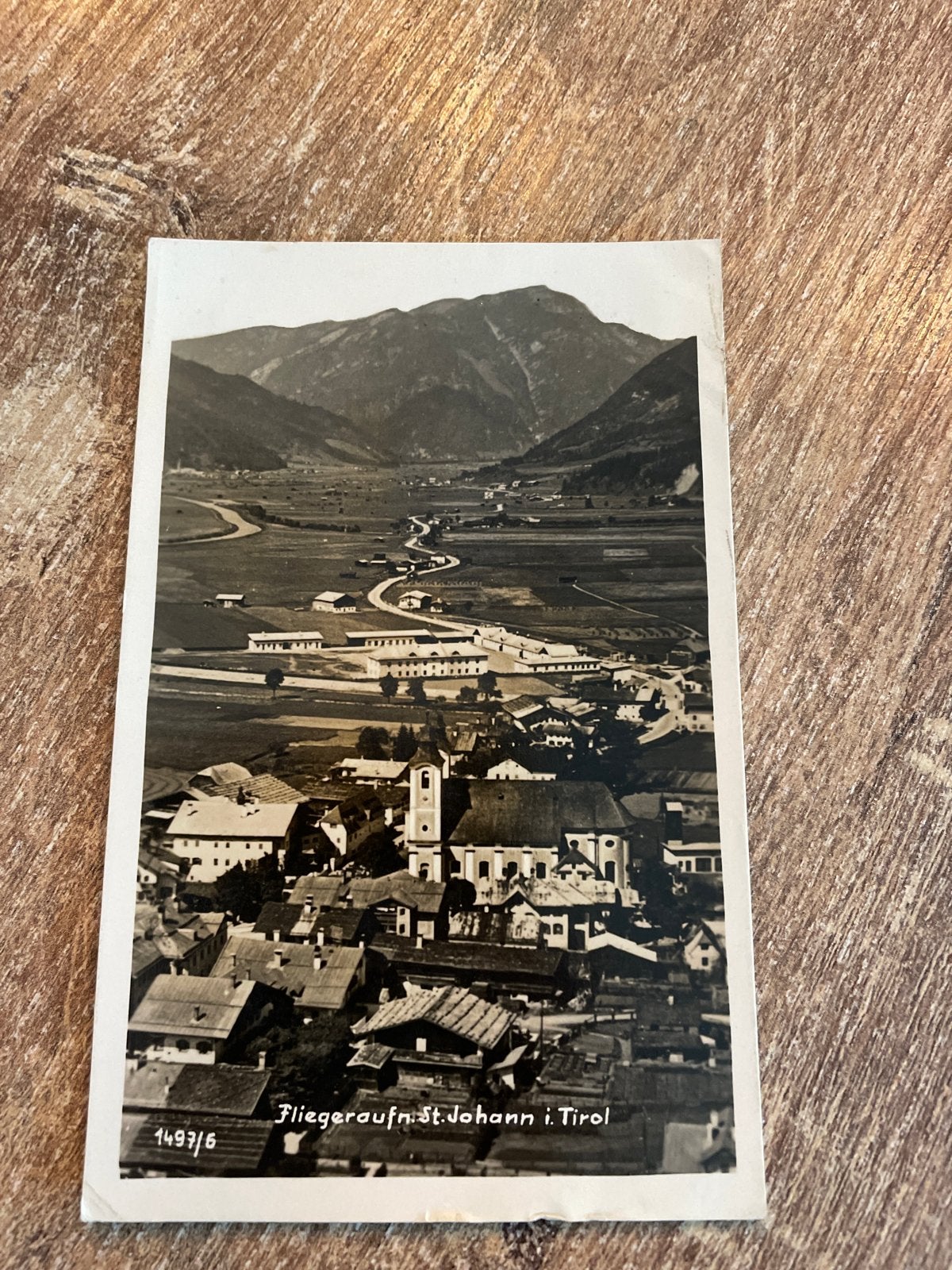Oude ansichtkaart St. Johann in Tirol - Fliegeraufnahme, Ophalen of Verzenden, Gelopen, Oostenrijk