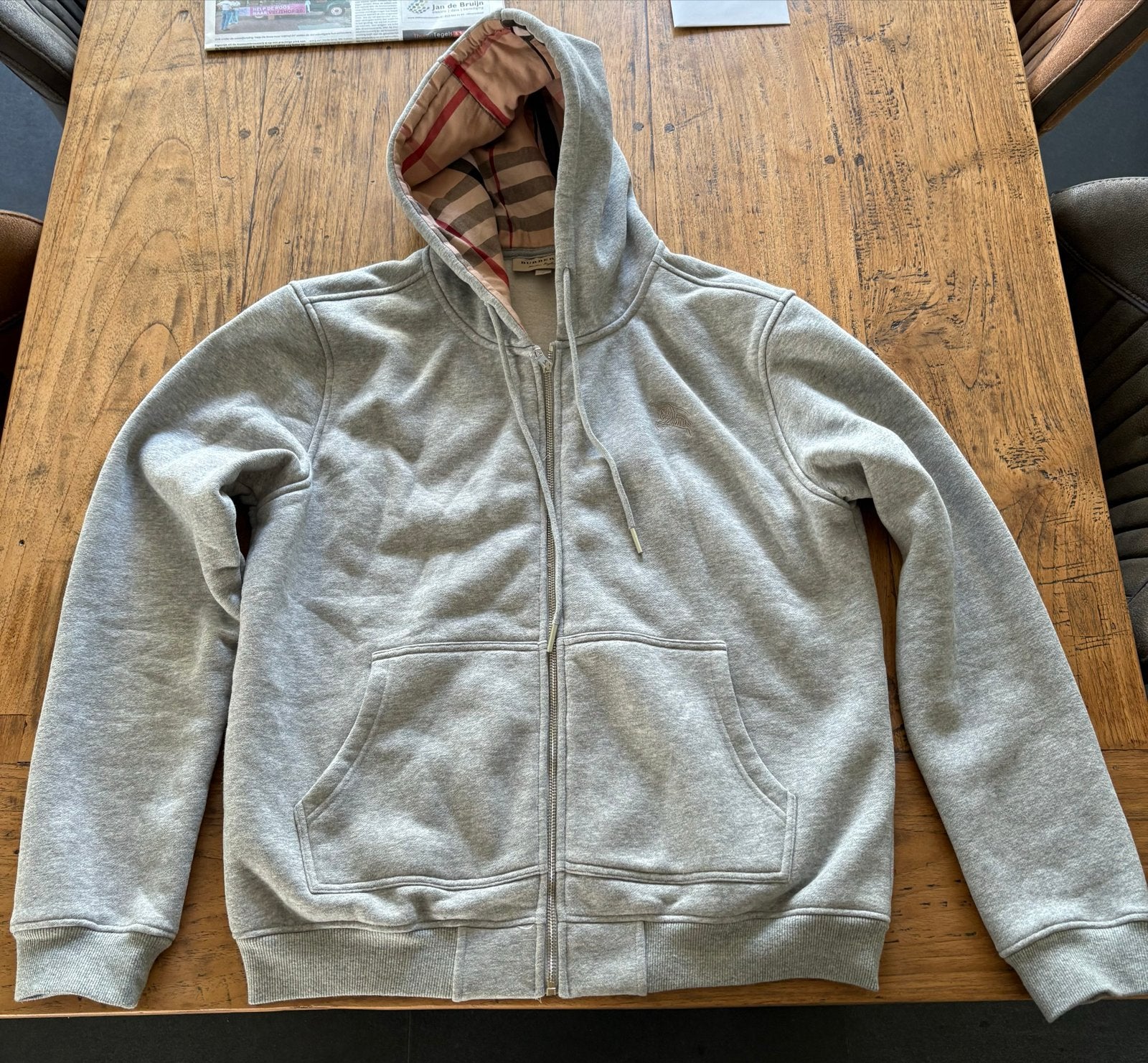 Heren vest met capuchon - Burberry stijl, Kleding | Heren, Ophalen of Verzenden, Gedragen, Maat 56/58 (XL), Grijs