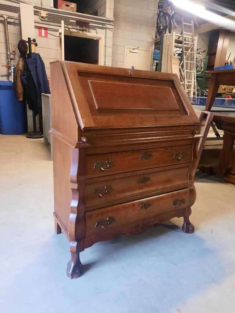 Vintage / Antieke Secretaire Eikenhout, Ophalen, Gebruikt