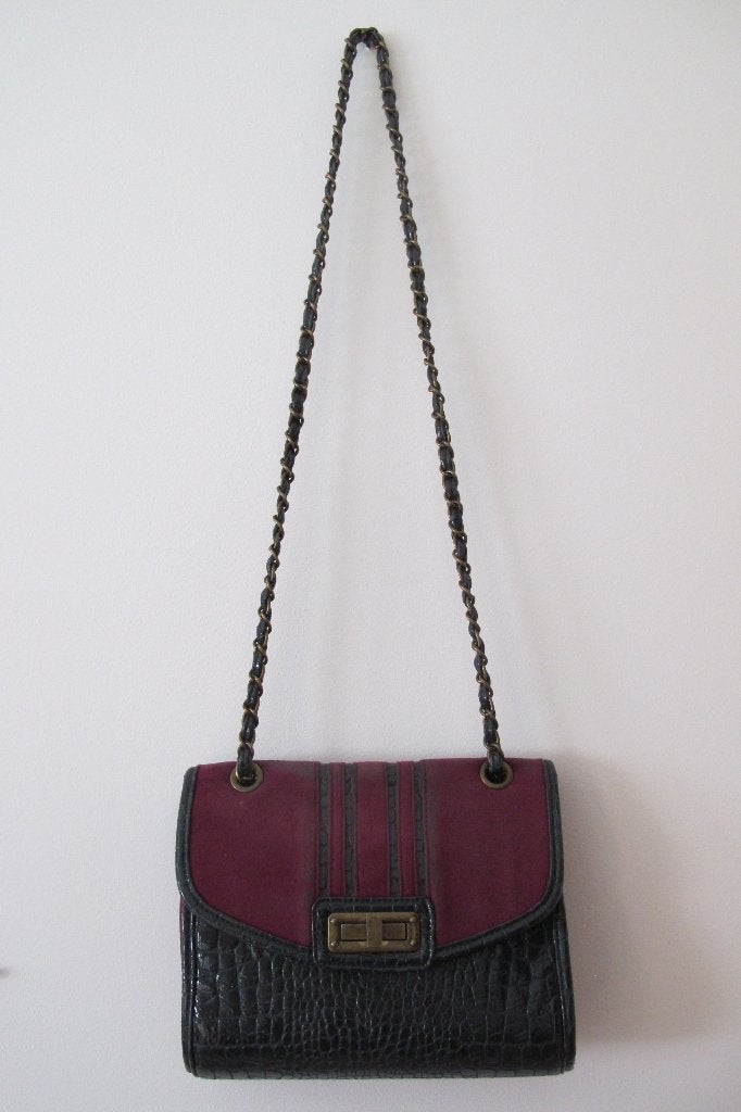 Navy & violet red shoulder bag (Forever 21), Ophalen of Verzenden, Gebruikt, Overige kleuren, Schoudertasje