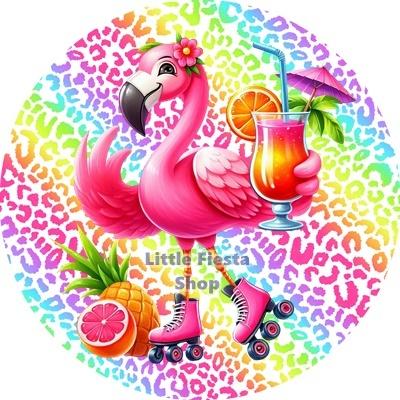 L2330 luxe icing flamingo 20cm eetbare taart print top, Ophalen of Verzenden, Nieuw, Taarten, Versiering