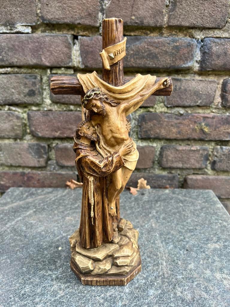 Heiligen beeldje kruis, Antiek en Kunst, Antiek | Religie, Ophalen of Verzenden