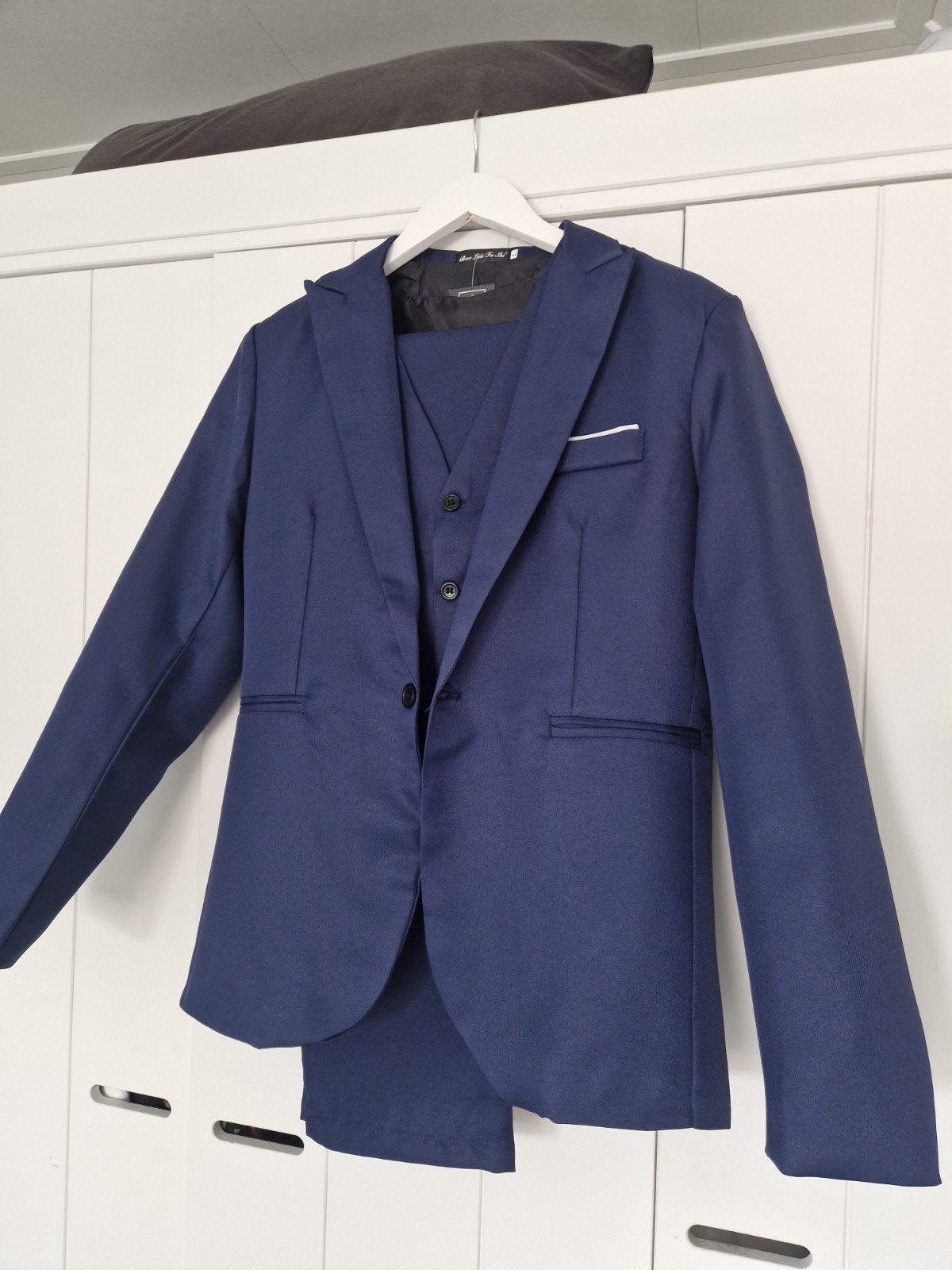 3 delig pak donkerblauw, Kleding | Heren, Kostuums en Colberts, Ophalen of Verzenden, Nieuw, Maat 48/50 (M), Blauw
