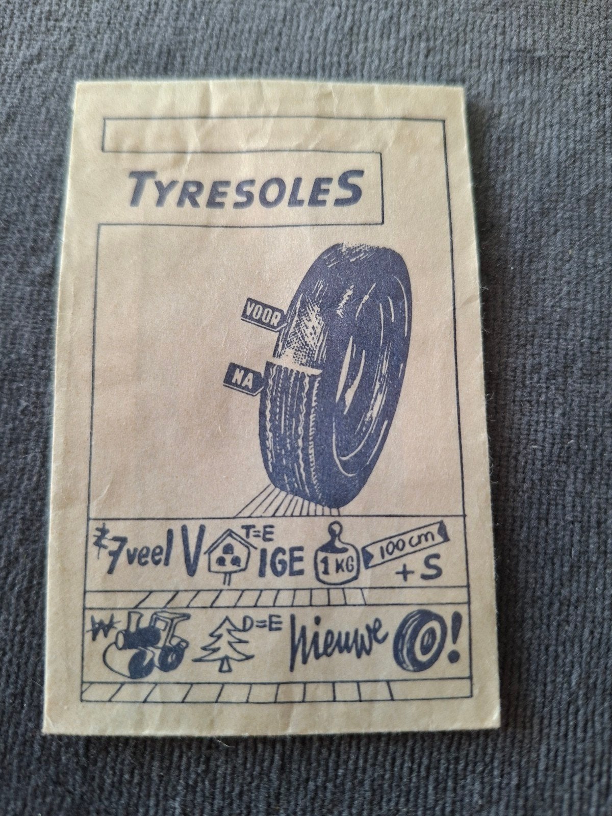 Tyresoles band met rebus, Verzamelen, Suikerzakjes, Verzenden, Nederland