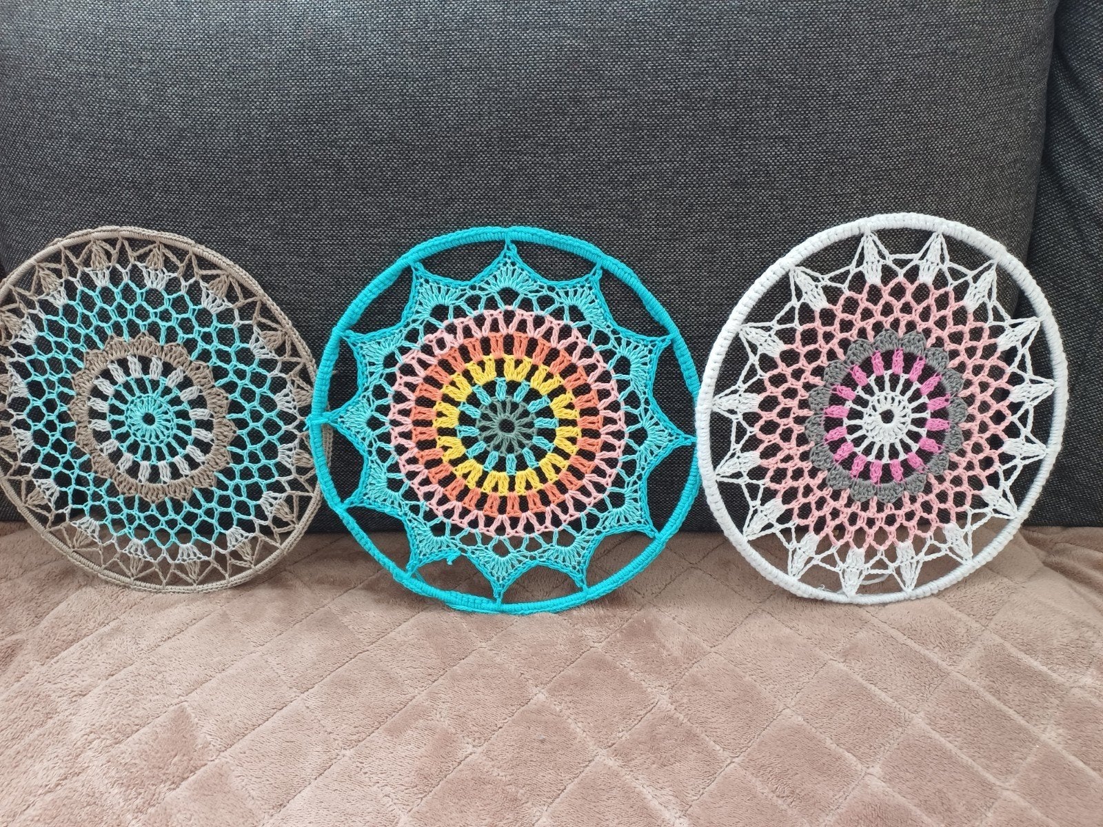 3 x gehaakte mandala 25 cm, Ophalen of Verzenden