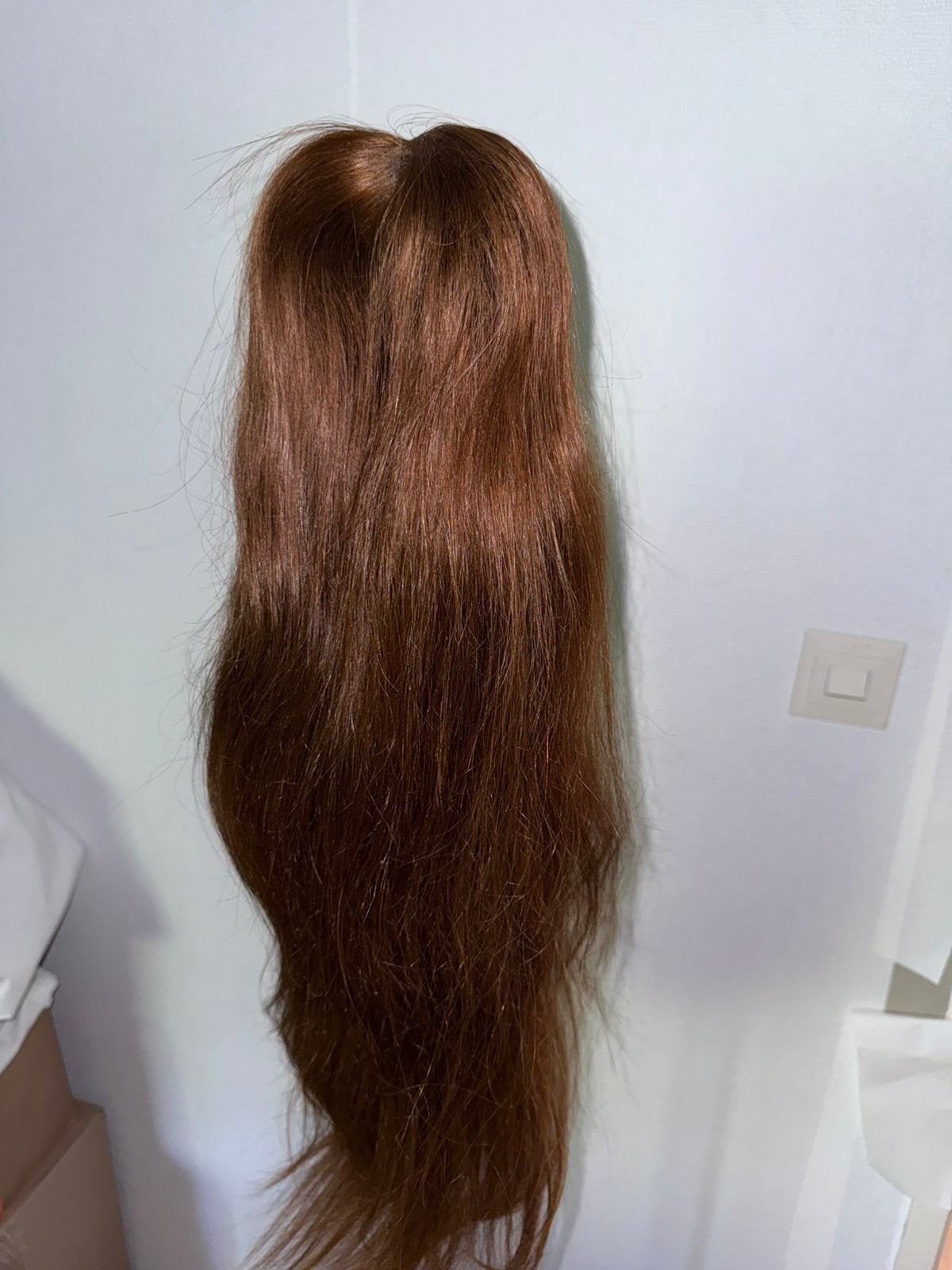 Human hair glueless wig, Ophalen of Verzenden, Zo goed als nieuw, Pruik of Haarverlenging