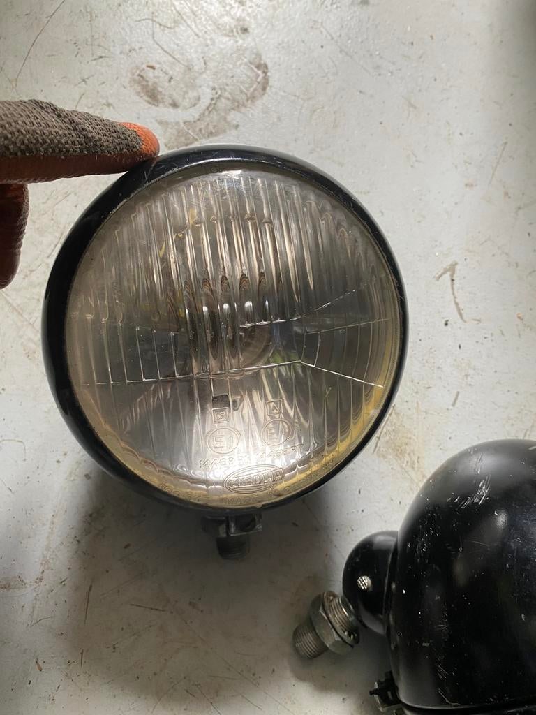 Vintage oude hella ronde lampen voor oldtimer motor etc, Ophalen of Verzenden