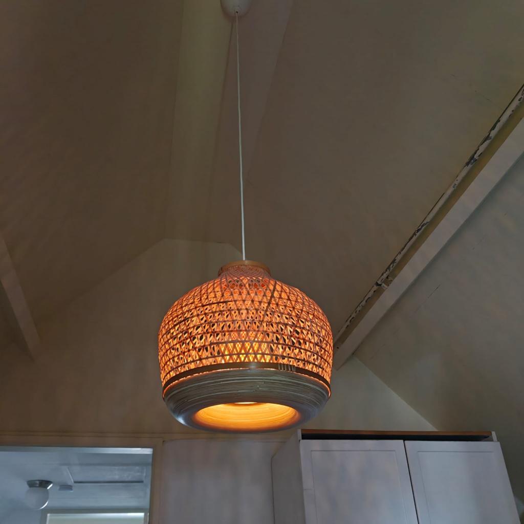 Hanglamp bamboe, IKEA Misterhult, Huis en Inrichting, Lampen | Hanglampen, Ophalen, Zo goed als nieuw, Minder dan 50 cm