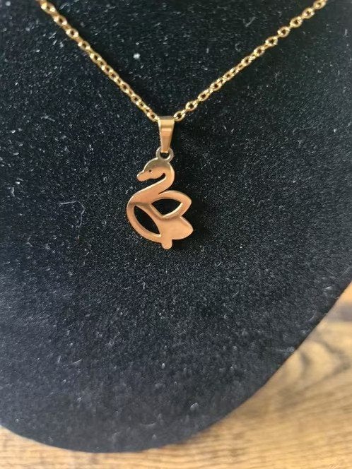 Zwanen ketting Met oorbellen van roestvrij staal h3, Overige materialen, Onbekend, Nieuw, Ophalen of Verzenden