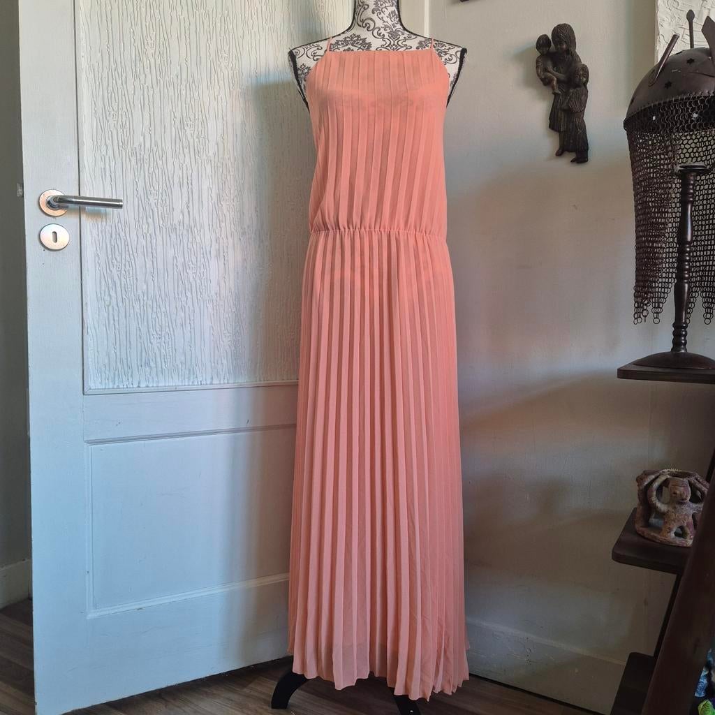 H&M Maxi Jurk XL – Prachtige Koraal / Abrikoos Plissé, H&M, Overige kleuren, Maat 46/48 (XL) of groter, Ophalen of Verzenden
