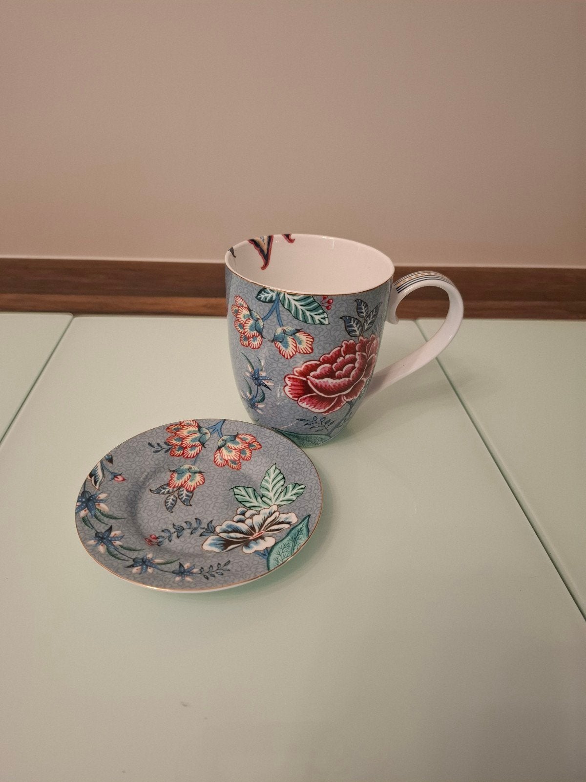 Pip Studio Floral Mok met Schotel - Zo goed als nieuw, Pip Studio, Ophalen of Verzenden, Zo goed als nieuw, Modern
