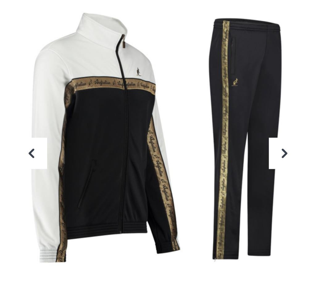 Australian trainingspak gouden bies 3.0 | zwart - wit, Ophalen of Verzenden, Zo goed als nieuw, Zwart