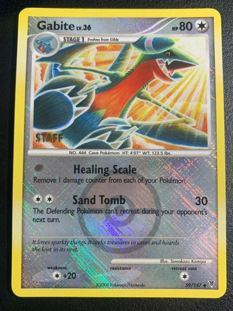 Pokemon supreme victors league holo gabite staff, Ophalen of Verzenden, Zo goed als nieuw, Losse kaart, Foil