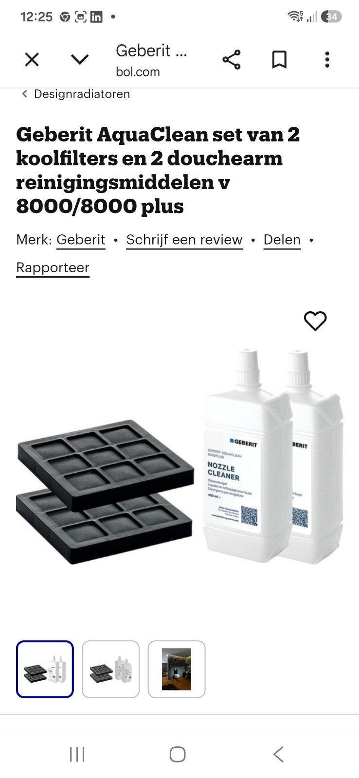 GEBERIT 8000 PLUS 4x Sproeiarm reiniger +4 Koolstof filter, Ophalen of Verzenden, Nieuw, Overige typen