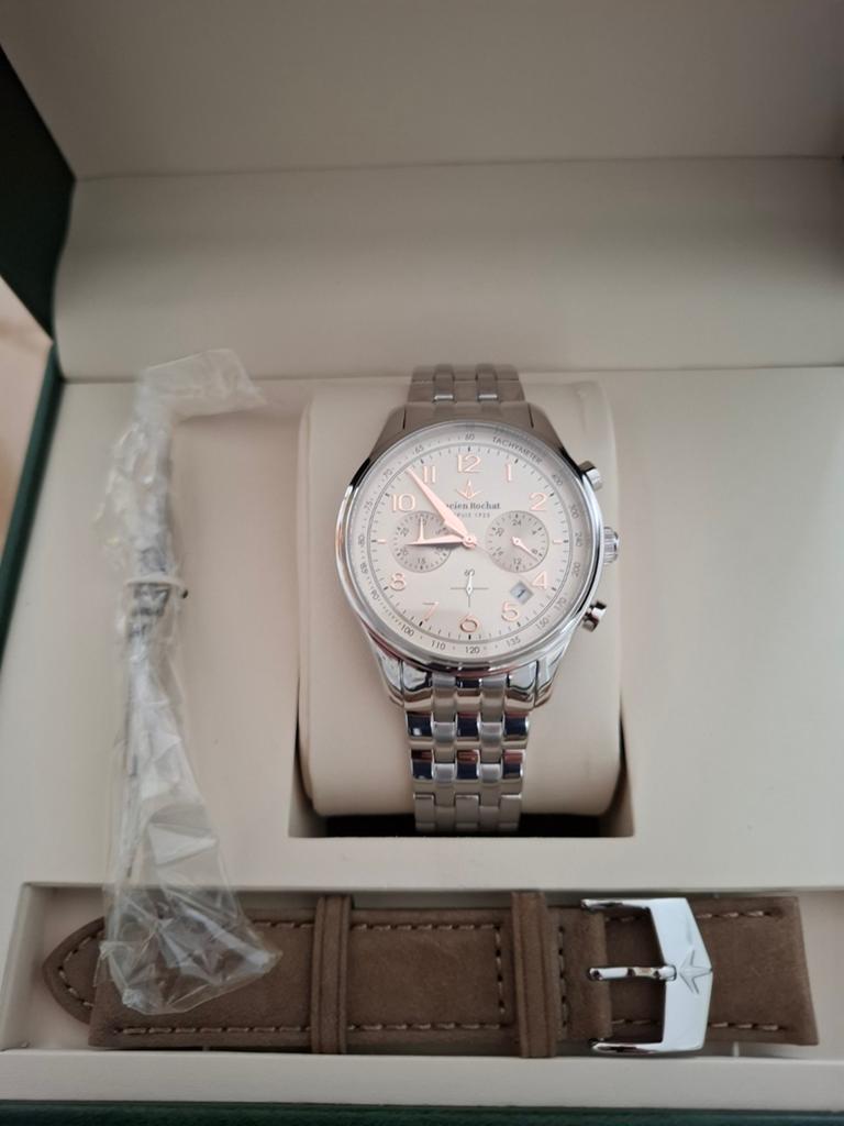 Lucien Rochat Chronograaf Horloge 41mm met Extra Bandje, Overige merken, Staal, Staal, Polshorloge