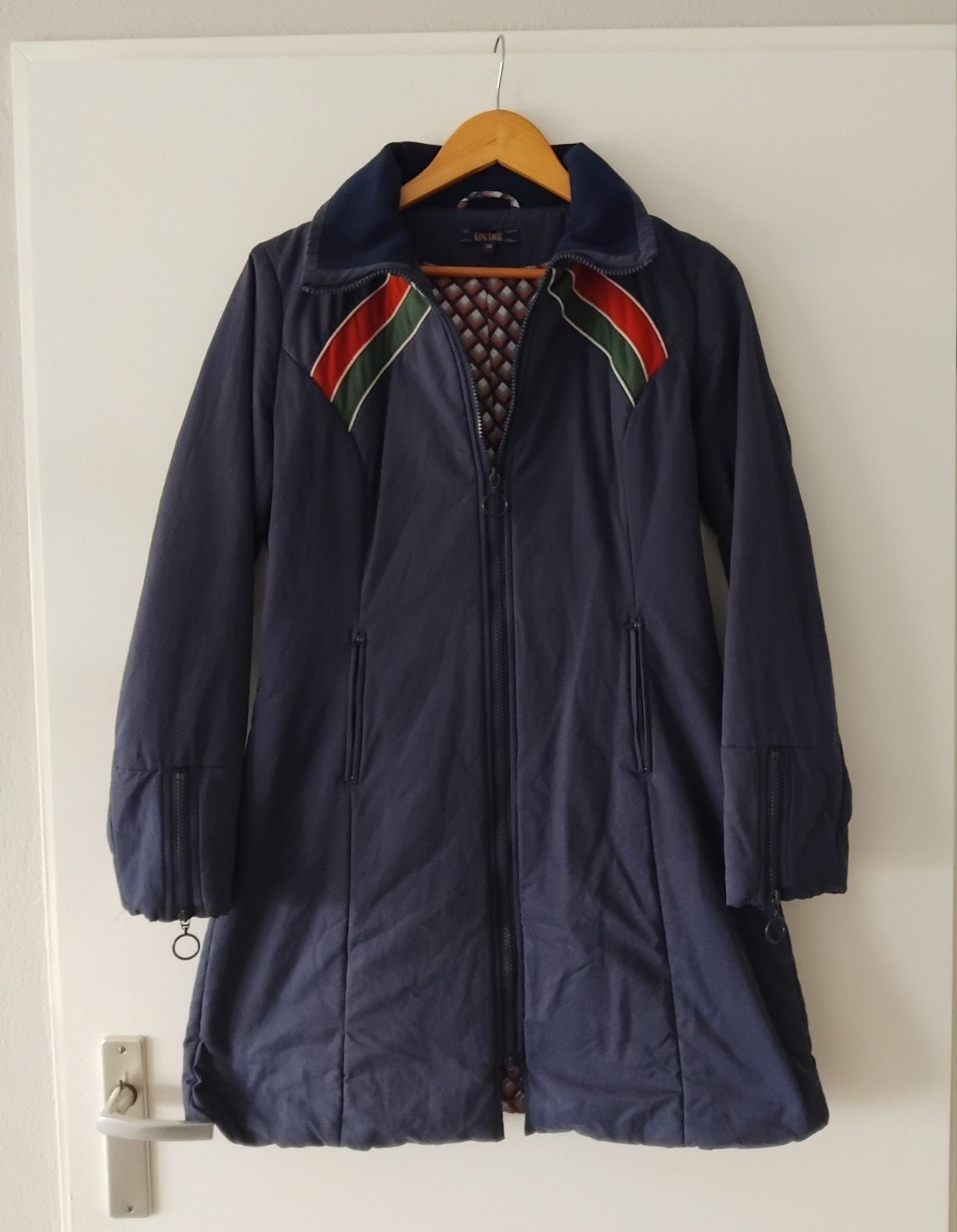King Louie retro jas Katoen maat 38, Kleding | Dames, Maat 38/40 (M), Blauw, Ophalen of Verzenden, Zo goed als nieuw