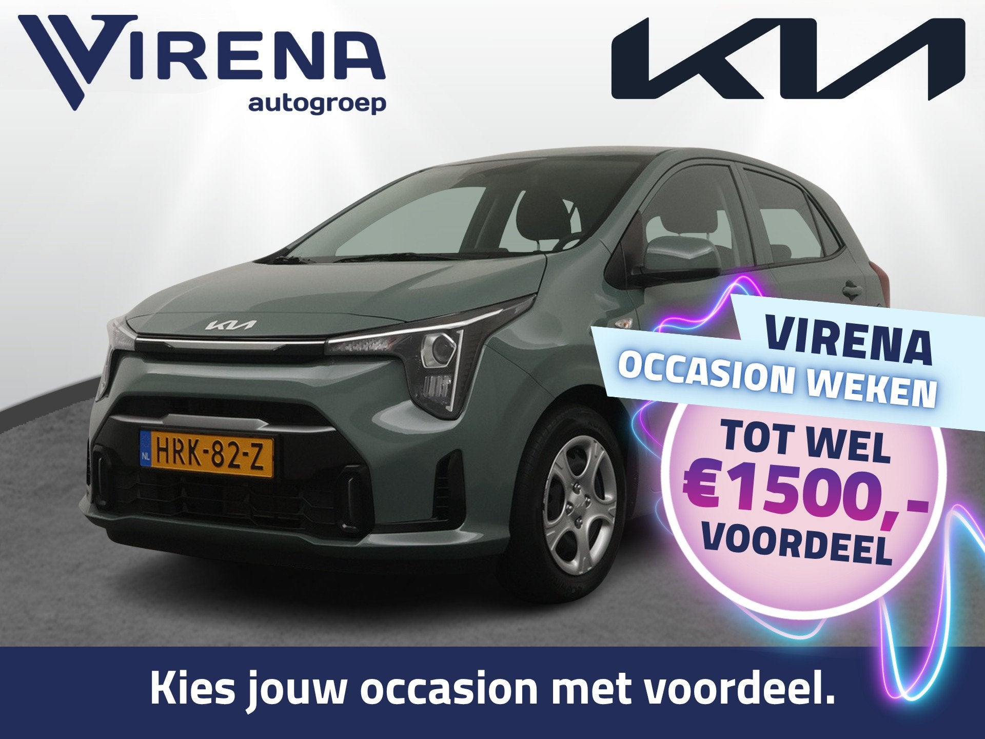 Kia Picanto 1.0 DPI DynamicLine Navigatie - Achteruitrijcame, Auto's, Voorwielaandrijving, Stof, 4 stoelen, Handgeschakeld