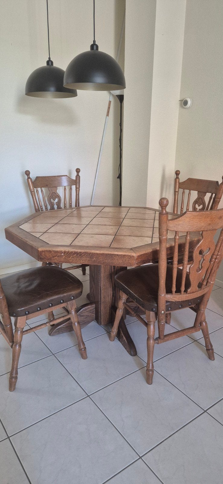Dining table with 4 chairs, Ophalen, Gebruikt, Rechthoekig, 100 tot 150 cm