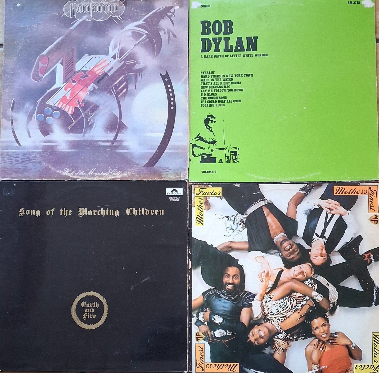 Hawkwind, Bob Dylan, Earth and Fire. Mother's Finest.4 Lp', Ophalen, LP, Pop, Zo goed als nieuw