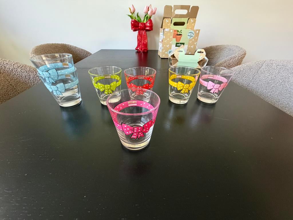 Blond Amsterdam glazen met strik, Huis en Inrichting, Keuken | Servies, Ophalen, Gebruikt