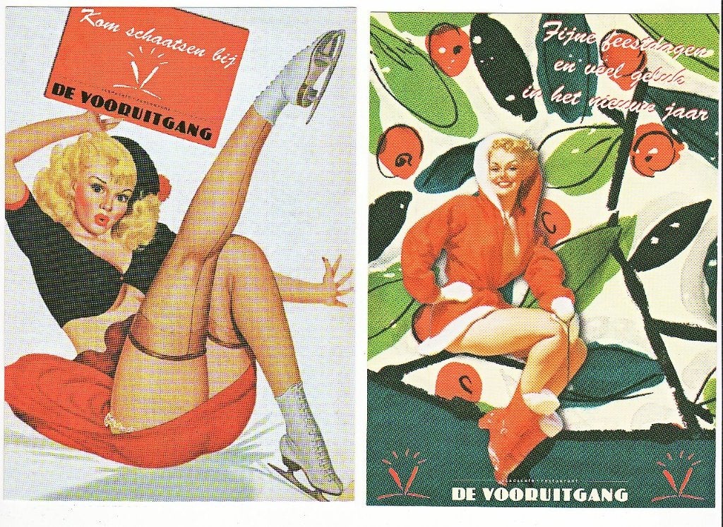 Eindhoven / 2x Café De Vooruitgang- 2x pin-up schaatsbaan, Ophalen, 1980 tot heden, Ongelopen, Noord-Brabant