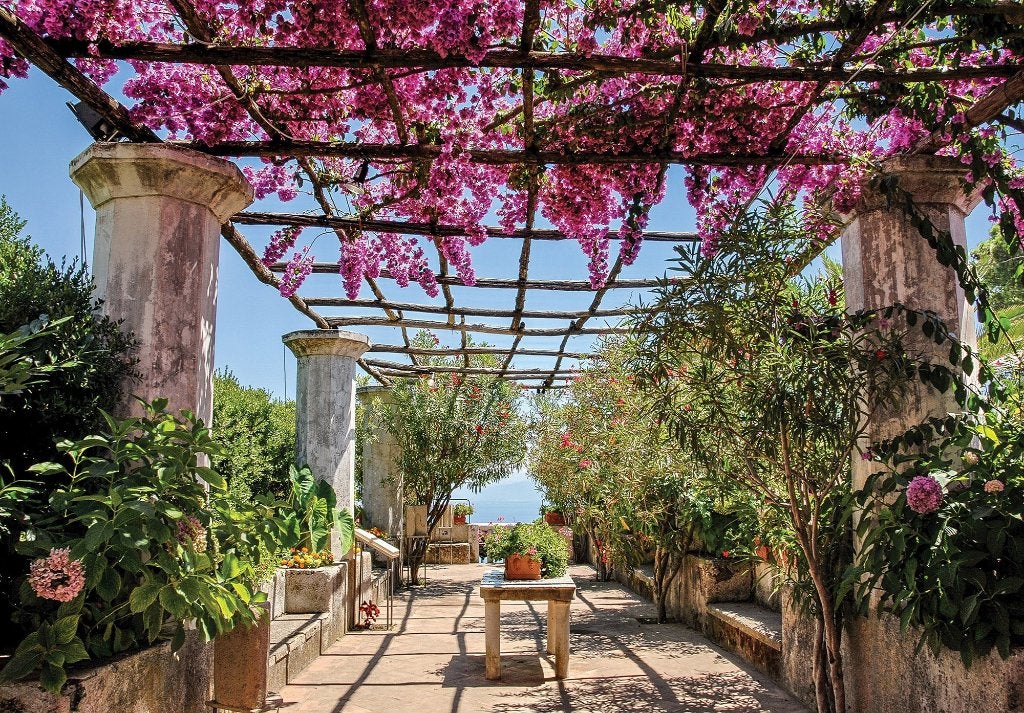 Patio fotobehang, Pergola, Bloementuin, Fotobehang4you, Verzenden, Fotobehang